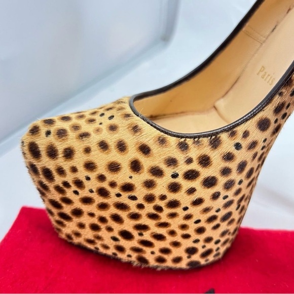 CHRISTIAN LOUBOUTIN Daffodil 160 brown pony jungle cheetah print platform - Picture 14 of 15